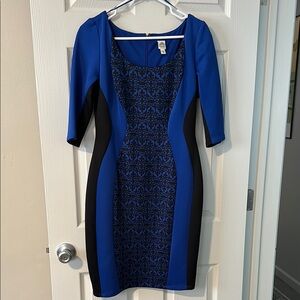 Sangria Blue and Black Bodycon Cocktail Dress